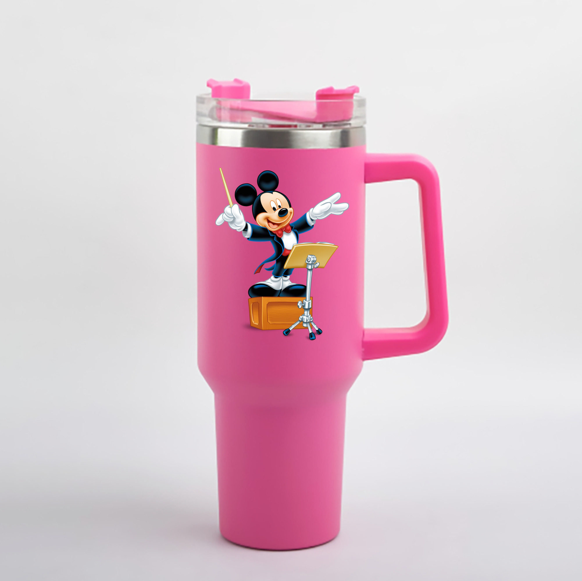 （画像用） ミッキーマウス Mickey Mouse 1200mL車用タンブラー - クリスタルステッカー（プラスチックストロー付き）